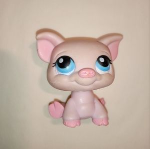 Lps Littlest Pet Shop toy Pink Pig Blue Eyes
